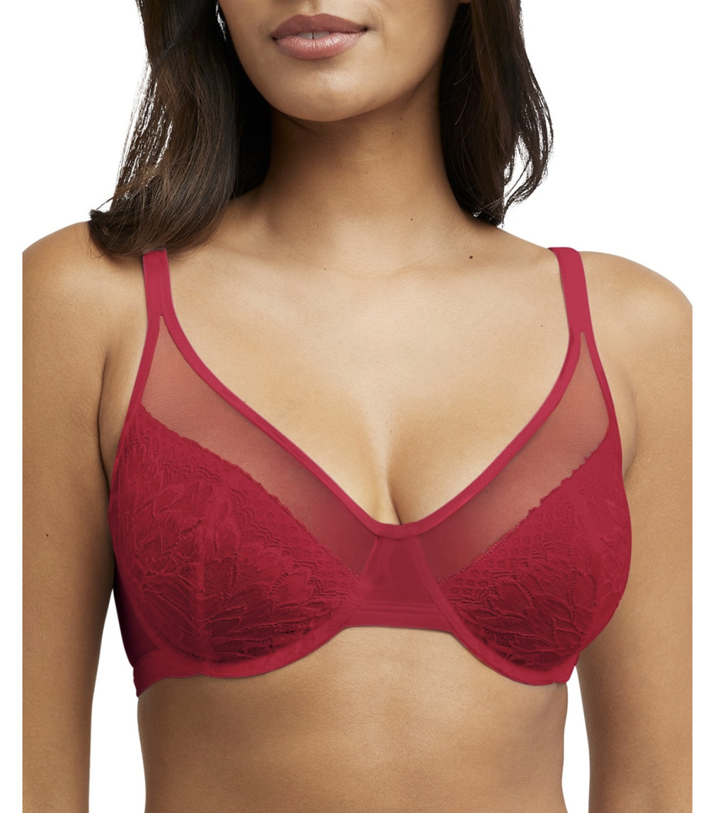 Bali Women One Smooth U Lace Minimizer Bra Scarlet Berry Size 38D